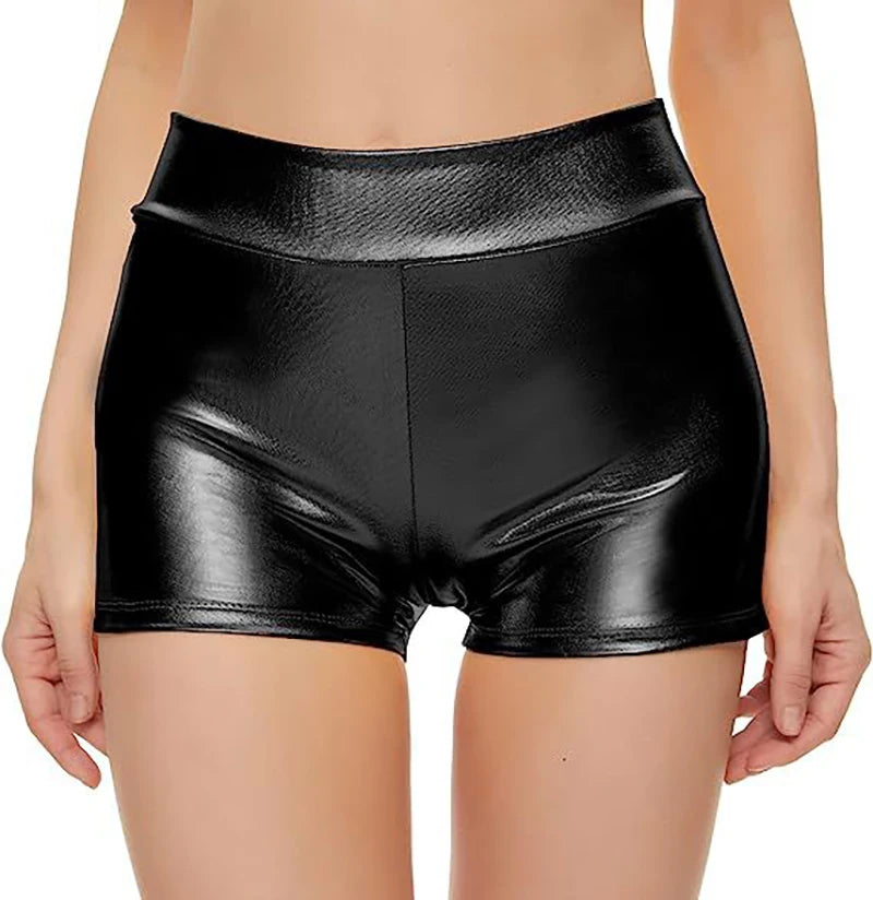 Slim Stretch High Waist Shorts for Women Shiny Sliver Gold Color Black Shorts Sexy Nightclub Party Women's Outfits San Remo Shops