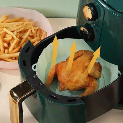 18CM Air Fryer Silikonkorb Silikonform Airfryer Ofen Backblech Pizza Fried Chicken Korb Wiederverwendbare Pan Liner Zubehör
