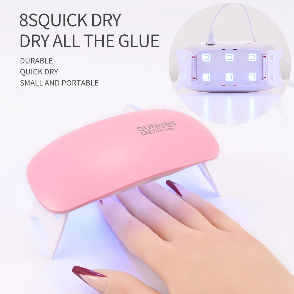 6W Mini Pink White Nail Dryer Machine Portable LED UV Manicure Lamp For Drying Polish Varnish Cured Manicure with USB Cable San Remo