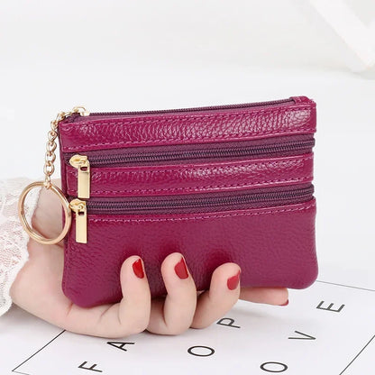 PU Leather Money Coin Purse 2024 New with Key Ring Waterproof Pocket Purse Zipper Wear-resistant Credit Card Holoder Male Women