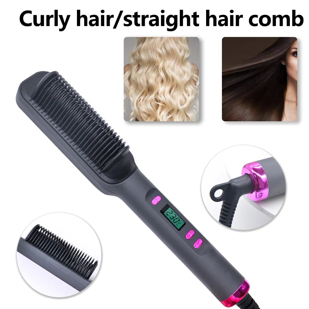 Electric Hot Comb Multifunctional Straight Hair Straightener Comb Negative Ion Anti-Scalding Styling Tool Straightening Brush San Remo