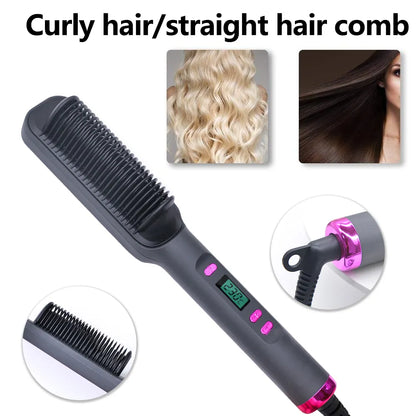 Electric Hot Comb Multifunctional Straight Hair Straightener Comb Negative Ion Anti-Scalding Styling Tool Straightening Brush San Remo