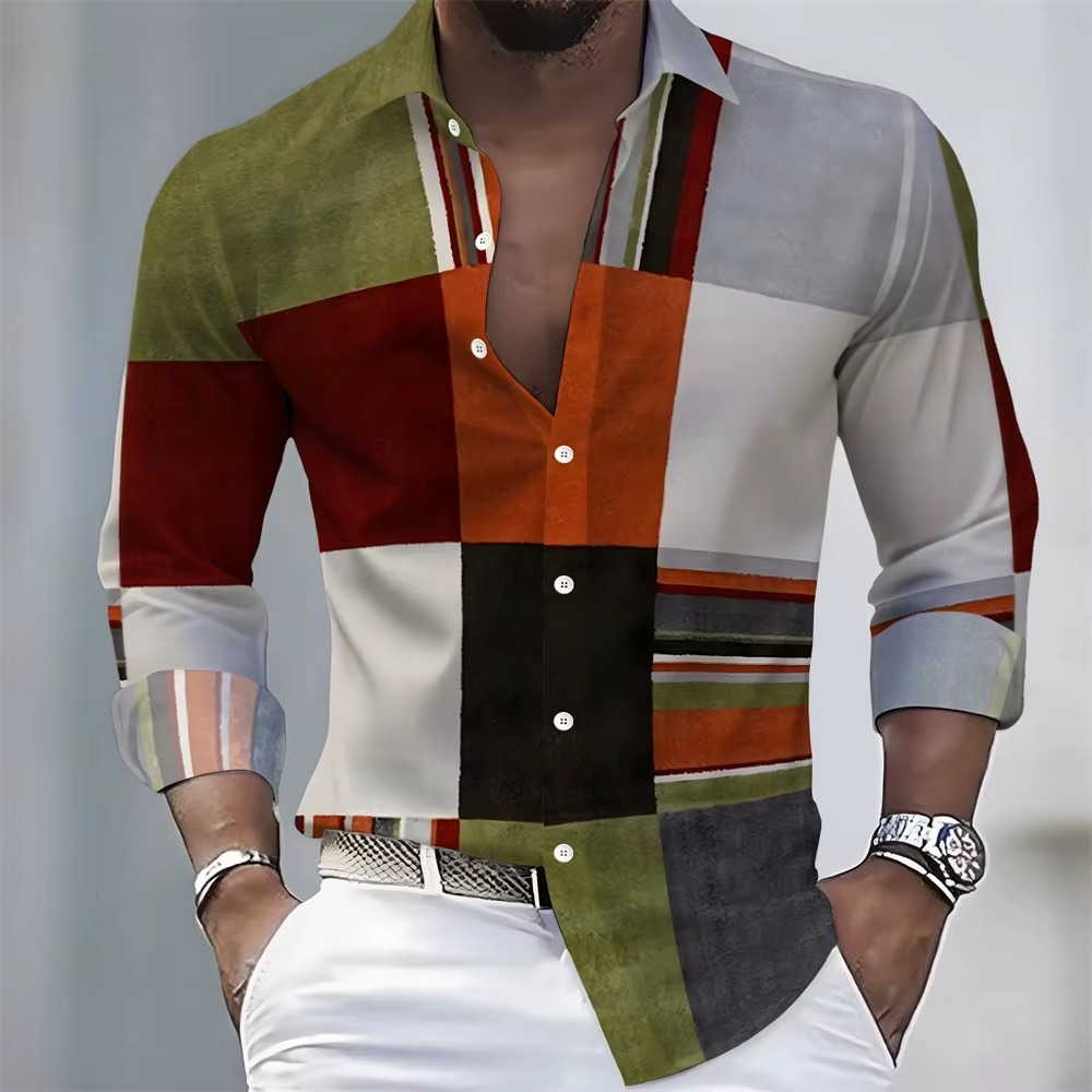 Men's Striped Long-Sleeved Shirt