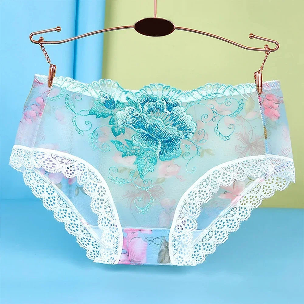 Women Lace Embroidery Panties Briefs
