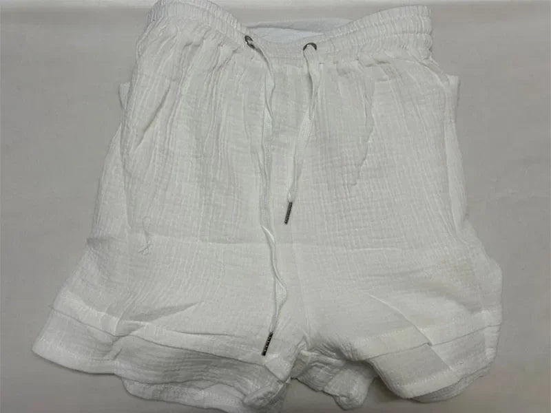 Summer Women's Suit Short Sets Outfits Muslin Suit For Women 2025 Two Piece Female Clothing Solid Button Outfits