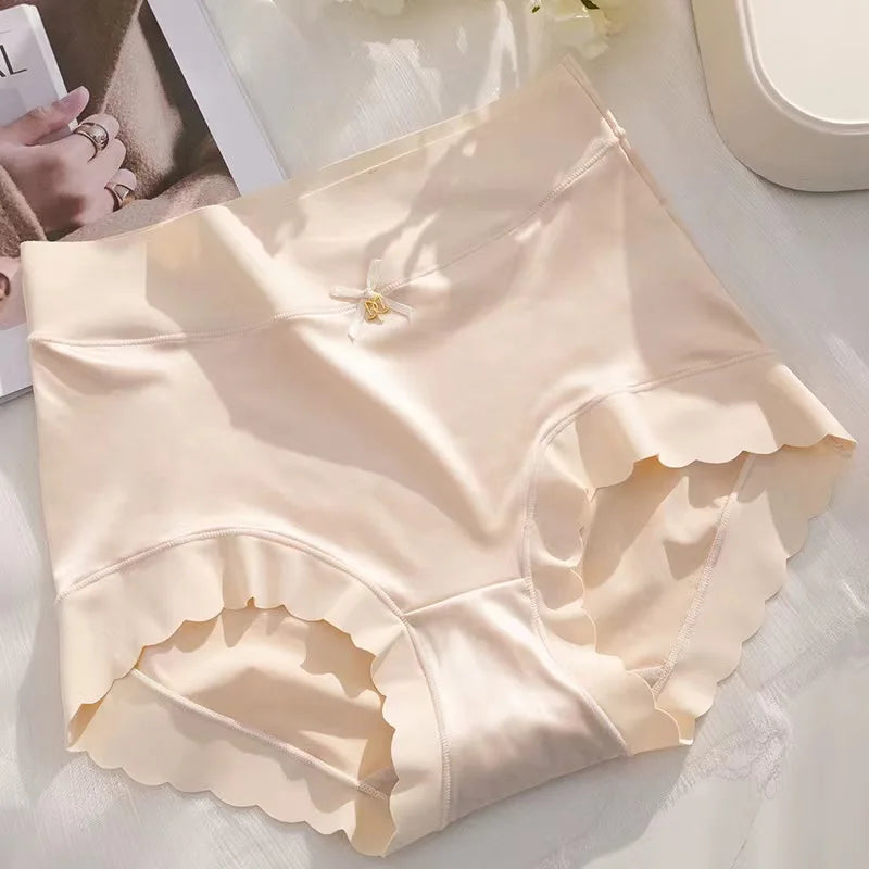 2 Pcs/set Satin Ice silk Underwear Women's Briefs Soft Sexy High quality Comfortable Abdomen Panties smooth Lingerie