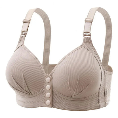 Adjustable Bra Shoulder Strap Front Button Closure 3/4 Cup Wireless Push-up