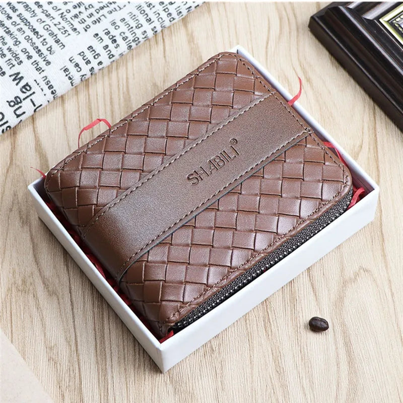 2024 New Short Wallet Braided Korean Youth Men's Horizontal Wallet Multi-card Trend Card Holder San Remo Shops