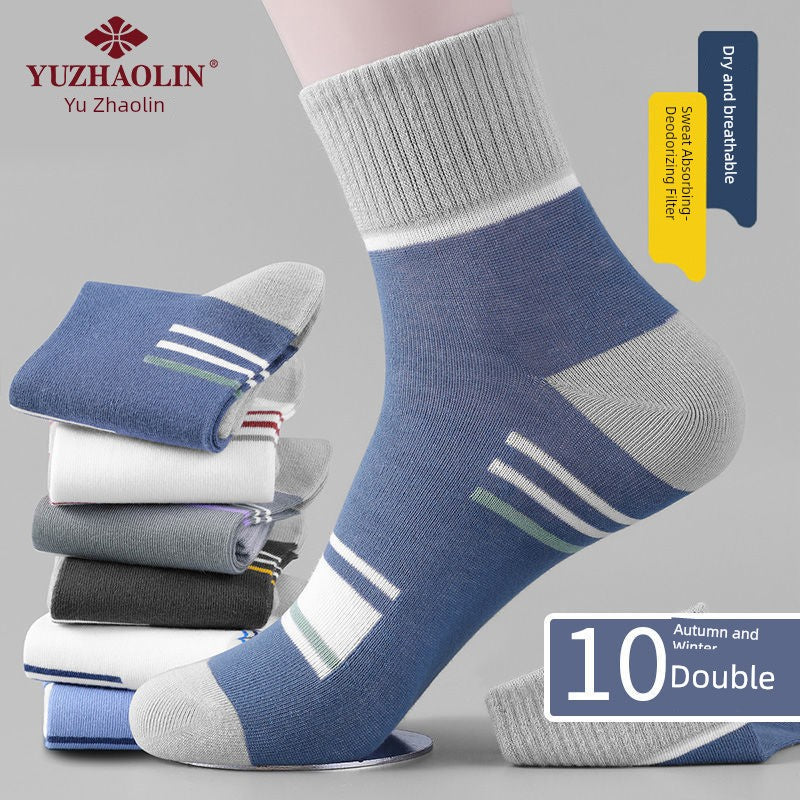 Men's Socks Non-Cotton Abrasion Resistant Deodorant and Sweat-Absorbing Winter All Year Round Tube Socks Non-Cotton Athletic Socks Spring and Autumn