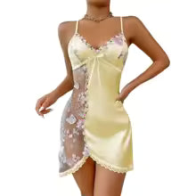 Pajama Embroidered Mesh Transparent Ice Silk