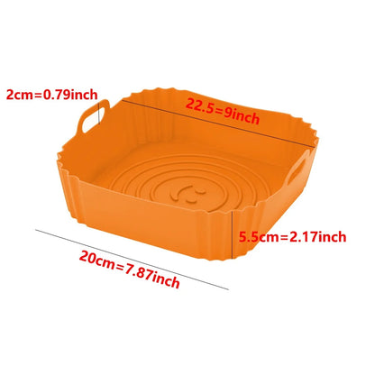 Reusable Air fryer Pan Liner Silicone Oven Baking Tray Pizza Chicken Non-stick