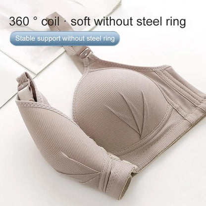 Front Button Closure Push Up Bra with Adjustable Straps Plus Size Support No Wire