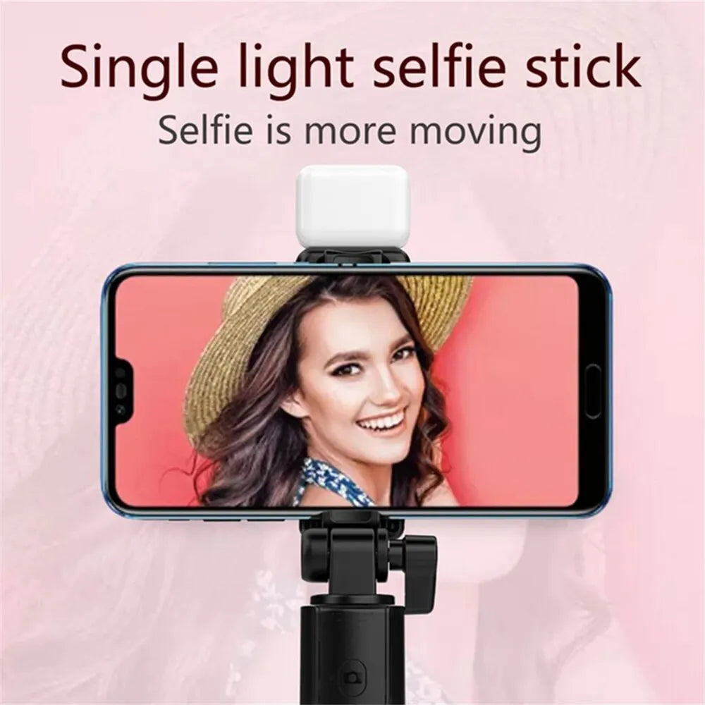 R1 Selfie Stick Mobile Phone Holder Retractable Portable Mini Tripod with Wireless Bluetooth Remote Shutter & Led selfie light San Remo Shops