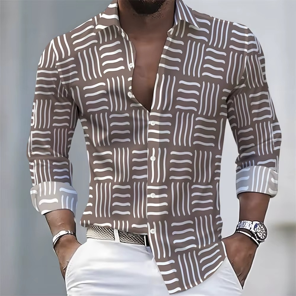 Men's Striped Long-Sleeved Shirt