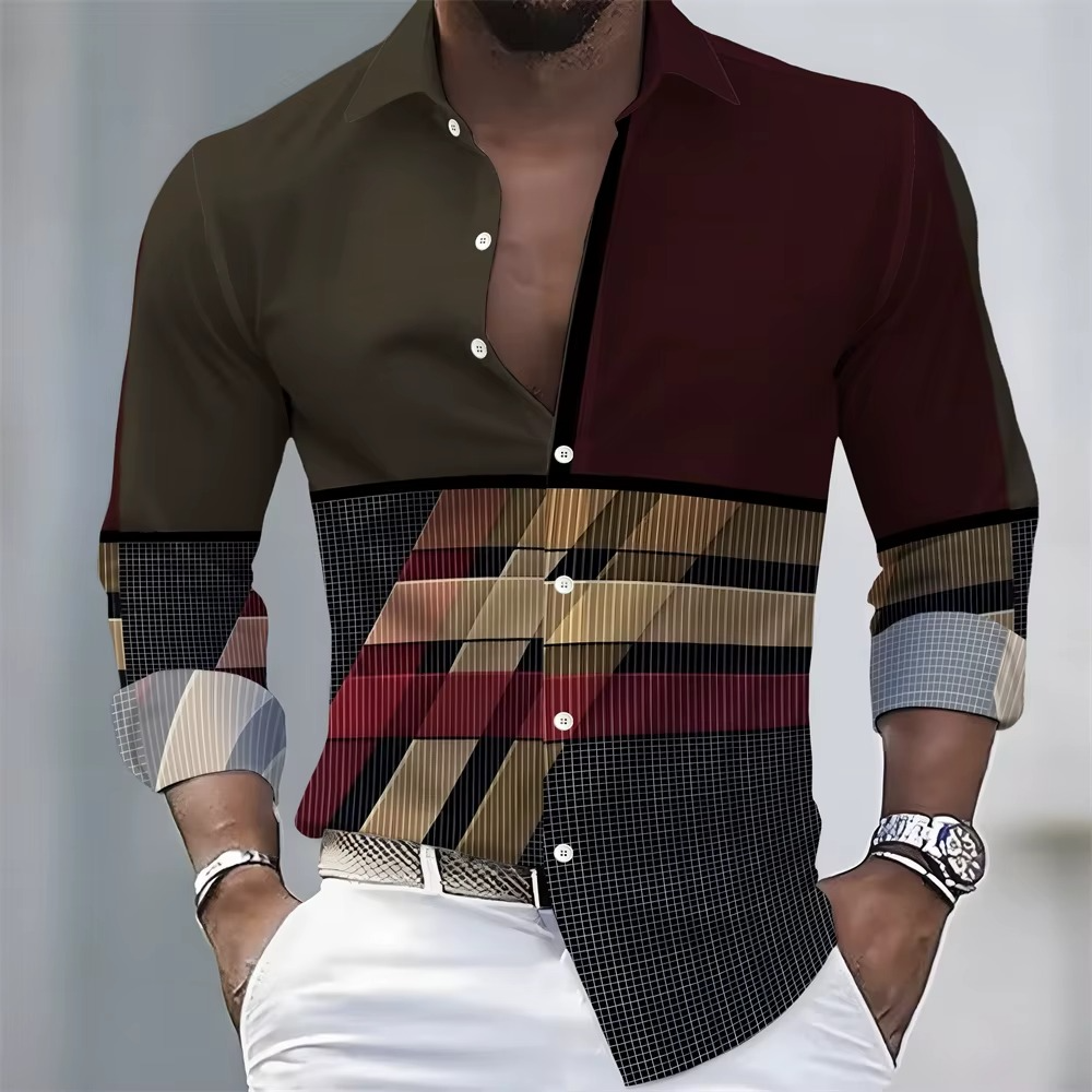 Men's Striped Long-Sleeved Shirt