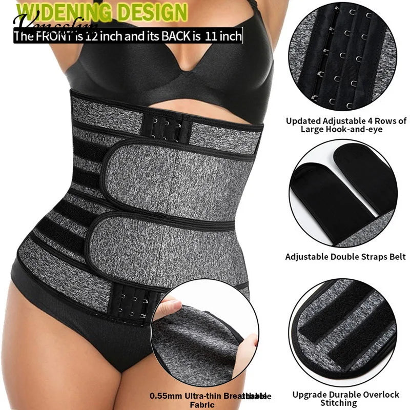 Waist Trainer Corset Trimmer Belt for Women Weight Loss Sweat Strap Body Shaper Belly Cincher Sports Girdle Fat Burner Band