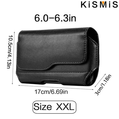 KISMIS Fashion Phone Wallet Waist Bag Leather Bag Belt Leather Case with Belt Clip and Ring Phone Holder Travel Hiking Case