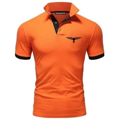 Polo collar contrasting color shirt
