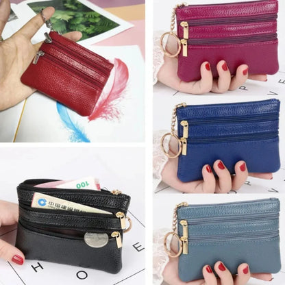 PU Leather Money Coin Purse 2024 New with Key Ring Waterproof Pocket Purse Zipper Wear-resistant Credit Card Holoder Male Women