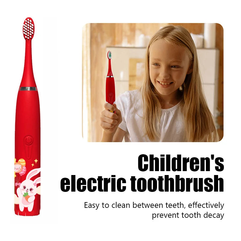 USB Sonic Children Electric Toothbrush Rechargeable Colorful Cartoon Brush Kids Automatic IPX7 Waterproof With Replacement Head San Remo