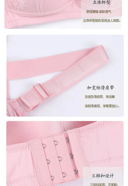 Push Up Bras for Women Large Size Full Cup Adjustment Wireless Lace Seamless Bralette