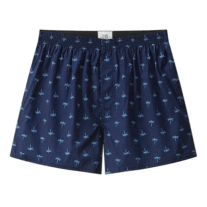 Herren-Unterwäsche aus Baumwolle, lässige Boxershorts mit Karomuster und elastischem Bund, mit Knopfleiste, bequeme Unterwäsche, S-XL