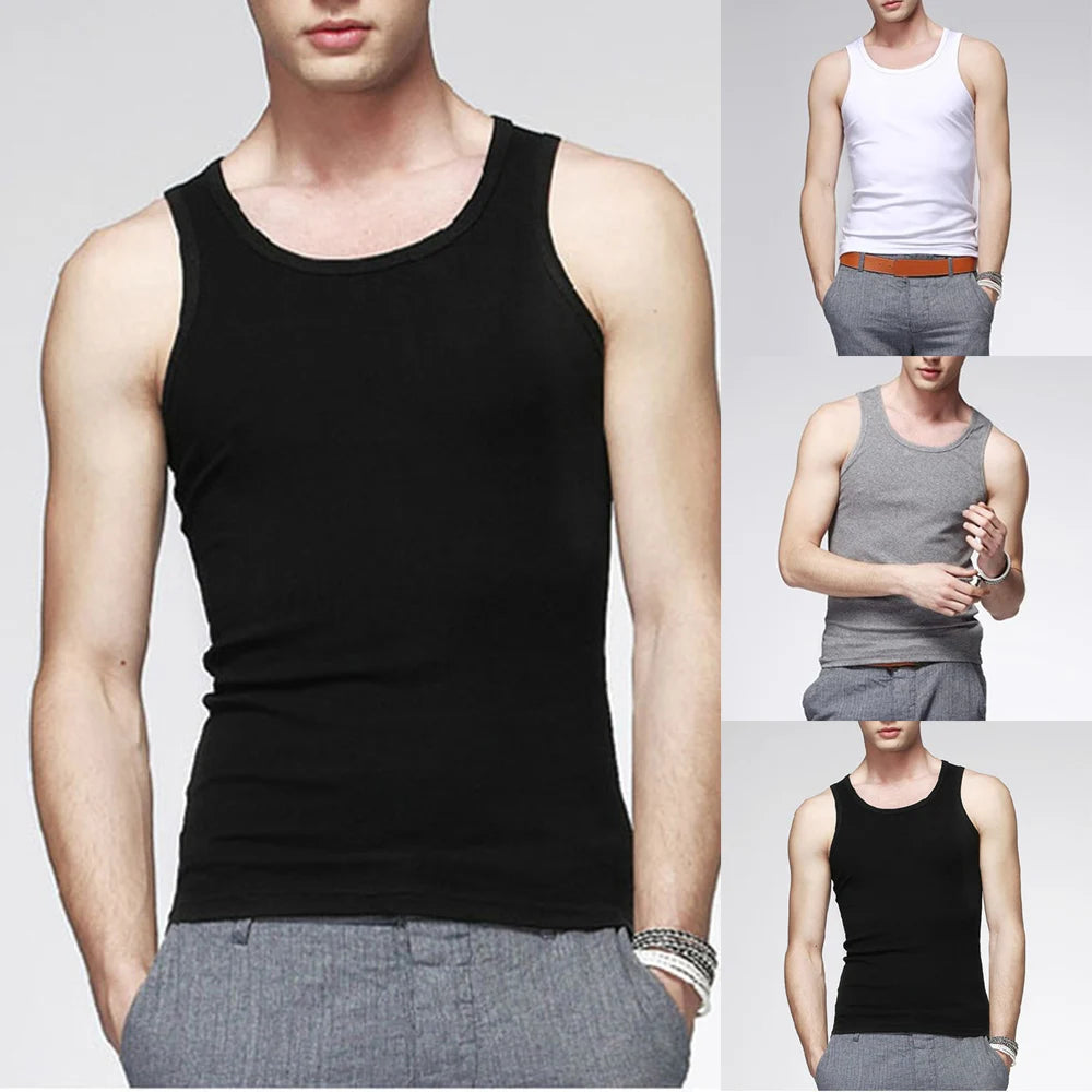 Men's Vest Pure Cotton Undershirts Bodybuilding Motion Outerwear Sweatshirt Elastic Male Underwear Tees Tank Top Desers