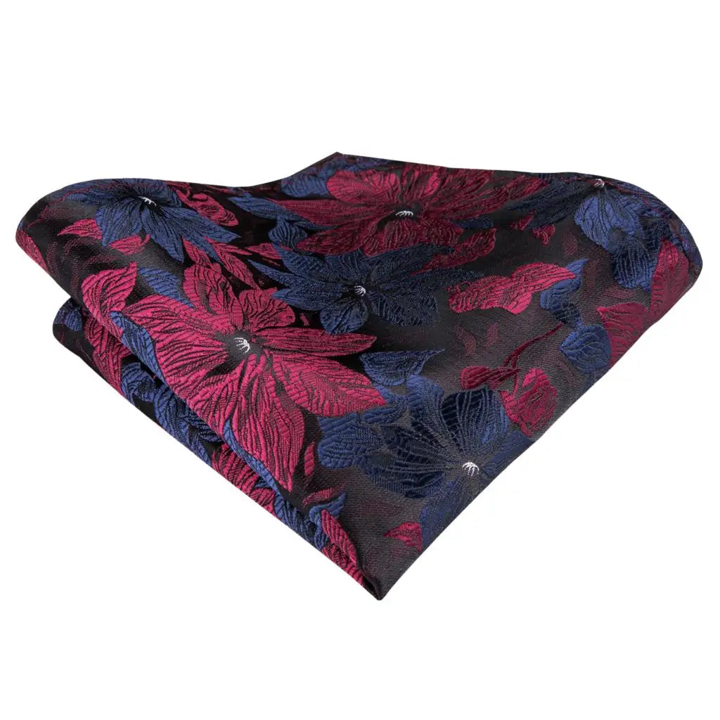 Hi-Tie Red Fashion Paisley 100% Silk Men's Tie Set 8.5cm Wedding Ties For Men New Design Hanky Cufflinks Set Quality Necktie San Remo Shops