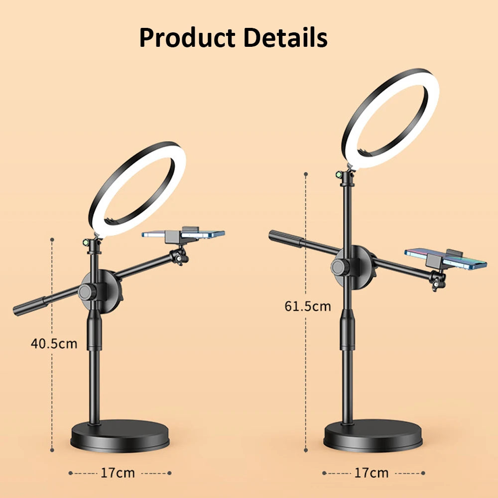 YELANGU Overhead Tripod With 6CM Ring Light Table Tabletop Shooting With Phone Holder Boom Arm For Live Youtube Streaming Video San Remo Shops