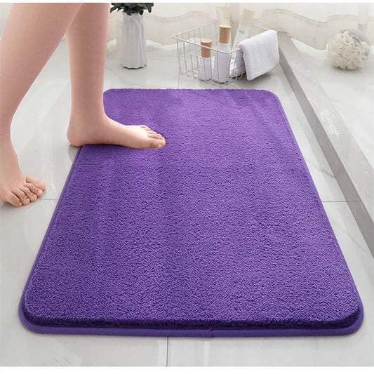 Solid Color Fluffy Bathroom Mat Anti-slip Bath Carpets Doormat For Toilet Absorbent Floor Rug Beside Bathtub Wash Basin Washable San Remo Shops