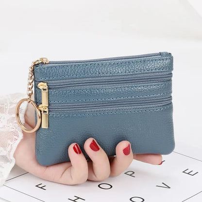 PU Leather Money Coin Purse 2024 New with Key Ring Waterproof Pocket Purse Zipper Wear-resistant Credit Card Holoder Male Women