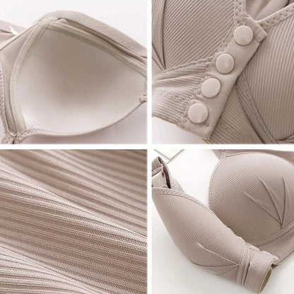 Adjustable Bra Shoulder Strap Front Button Closure 3/4 Cup Wireless Push-up