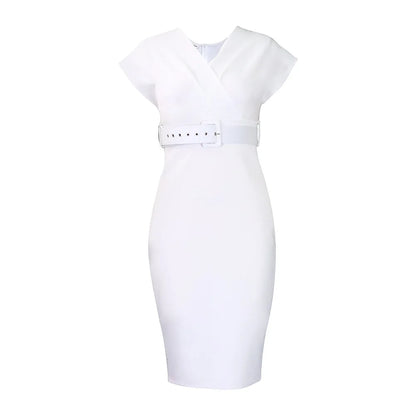 new arrival African women clothing hot sale solid color Deep v neck bodycon dress slim sexy pencil dresses OL style