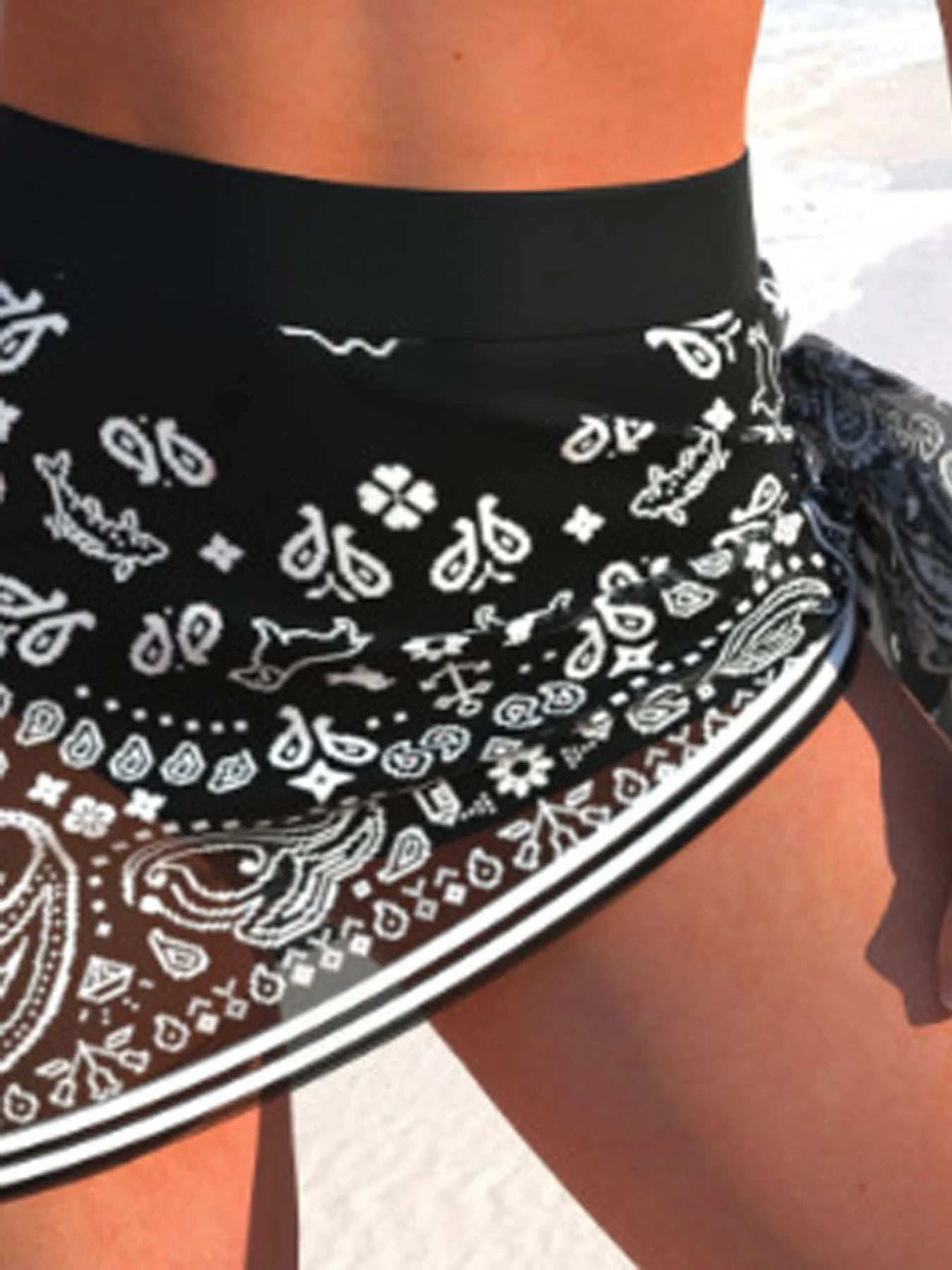 2024 Print Hollow Cross Bikini Set Straps Tied Skirt Swimwear For Women Bsckless 2 Piece Beach Swimsuit Bathing Suit San Remo Shops