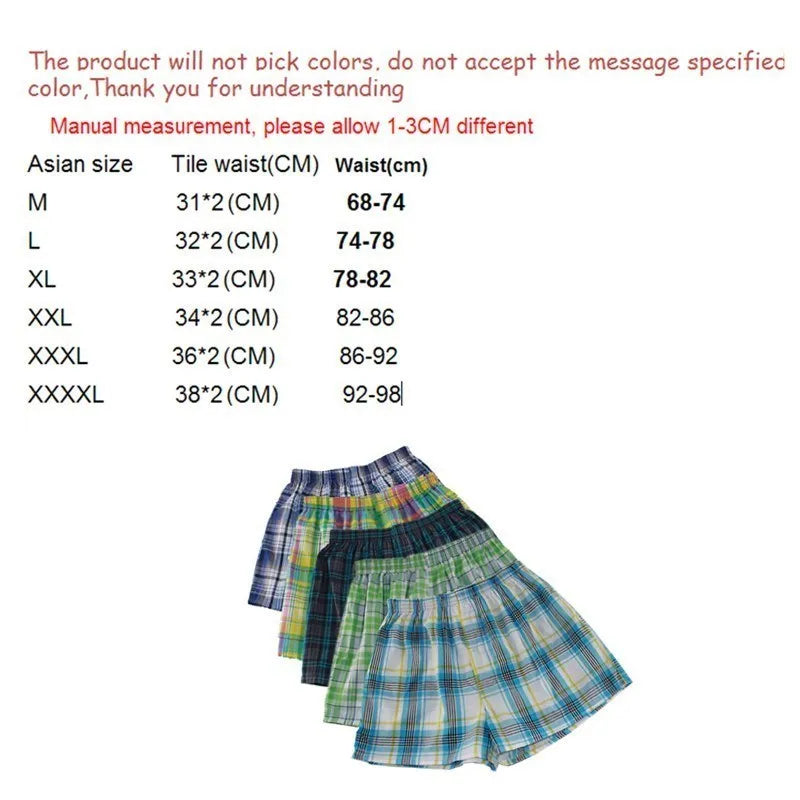 M-XXXXL mens underwear boxers loose shorts Classic Plaid Men Boxer Shorts Mix Colors Trunks Cotton Cuecas Underwear San Remo