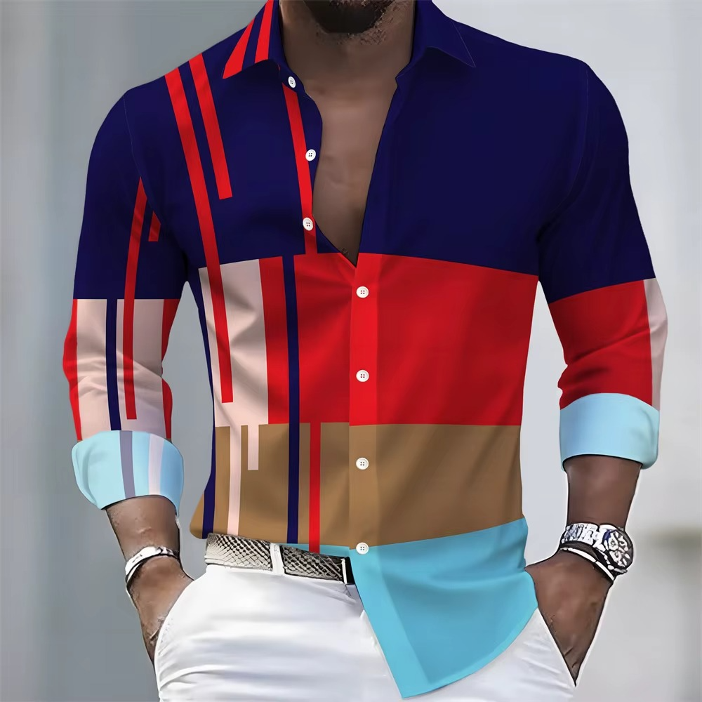 Men's Striped Long-Sleeved Shirt