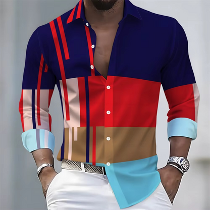 Men's Striped Long-Sleeved Shirt