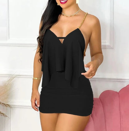 Vestido de verano para mujer, estilo sexy de hermana real, vestido privado, sin espalda, minivestido de fiesta para mujer, moda de calle alta