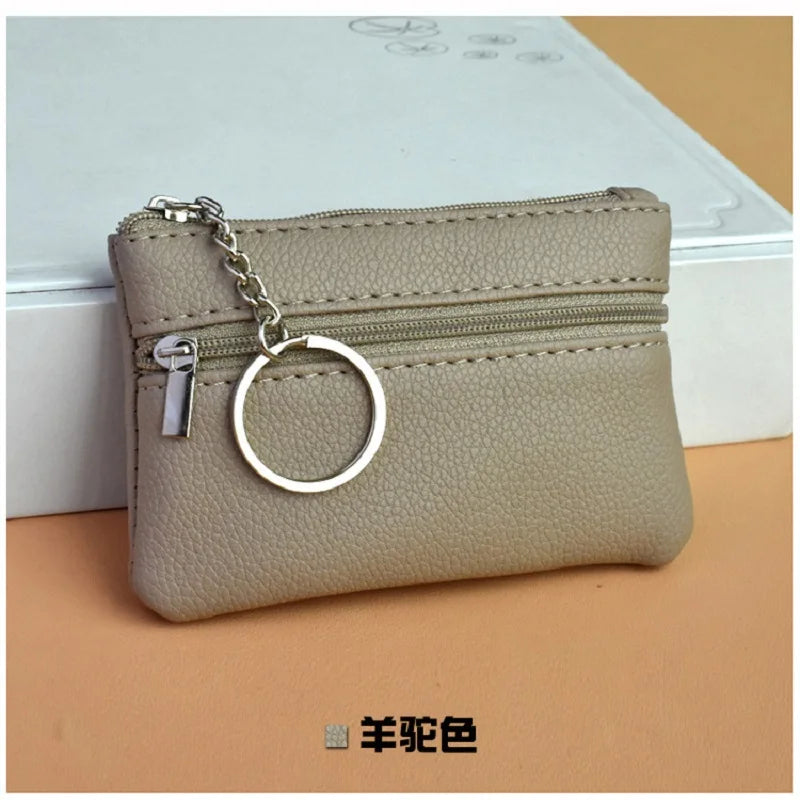 Portable Card Holder Fashionable Small Double Zipper Ladies Bag Elegant Clutch for Gift