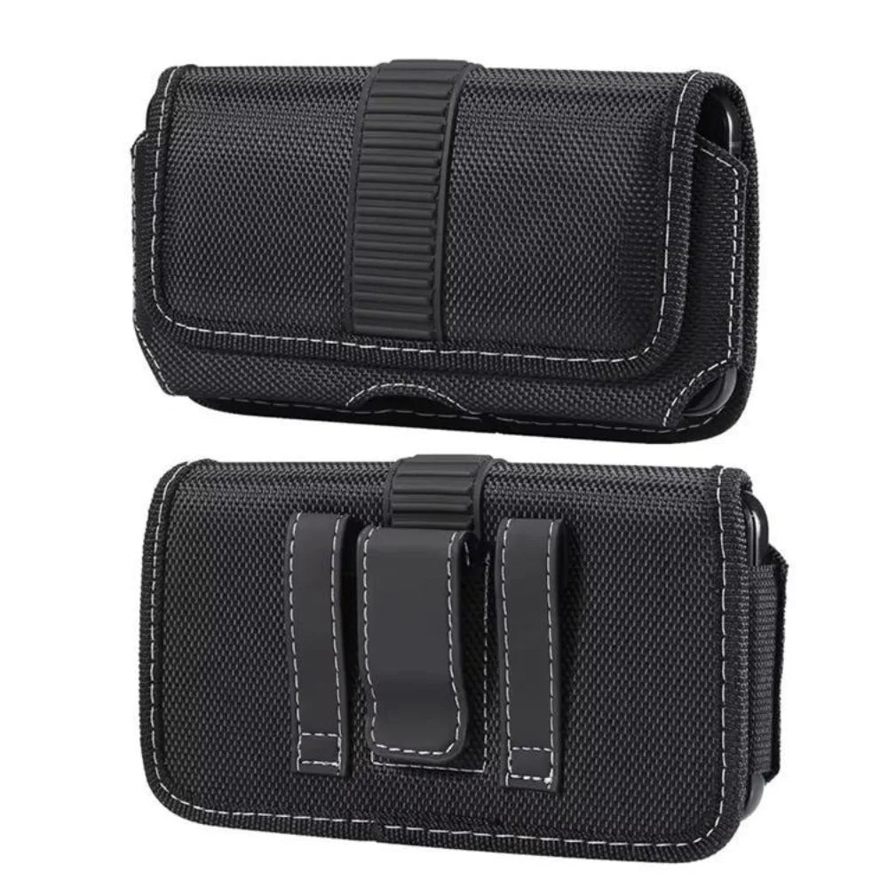 Magnetic Buckle Horizontal Phone Belt Nylon Pouch Wearing Belt Style Hanging Phone Waist Bag Horizontal Style Multifunctional