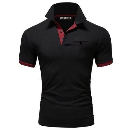 Polo collar contrasting color shirt