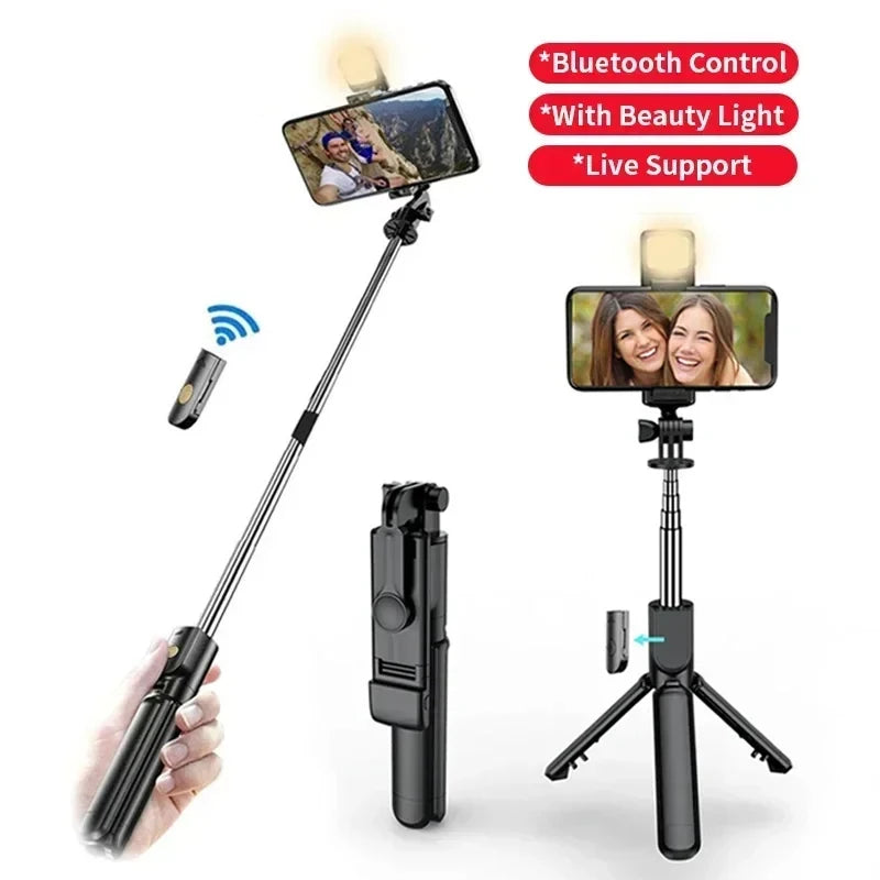 Bluetooth Wireless Selfie Stick With Selfie Light Mini Tripod Extendable Monopod Remote Shutter For IPhone Samsung Phone Holder San Remo Shops