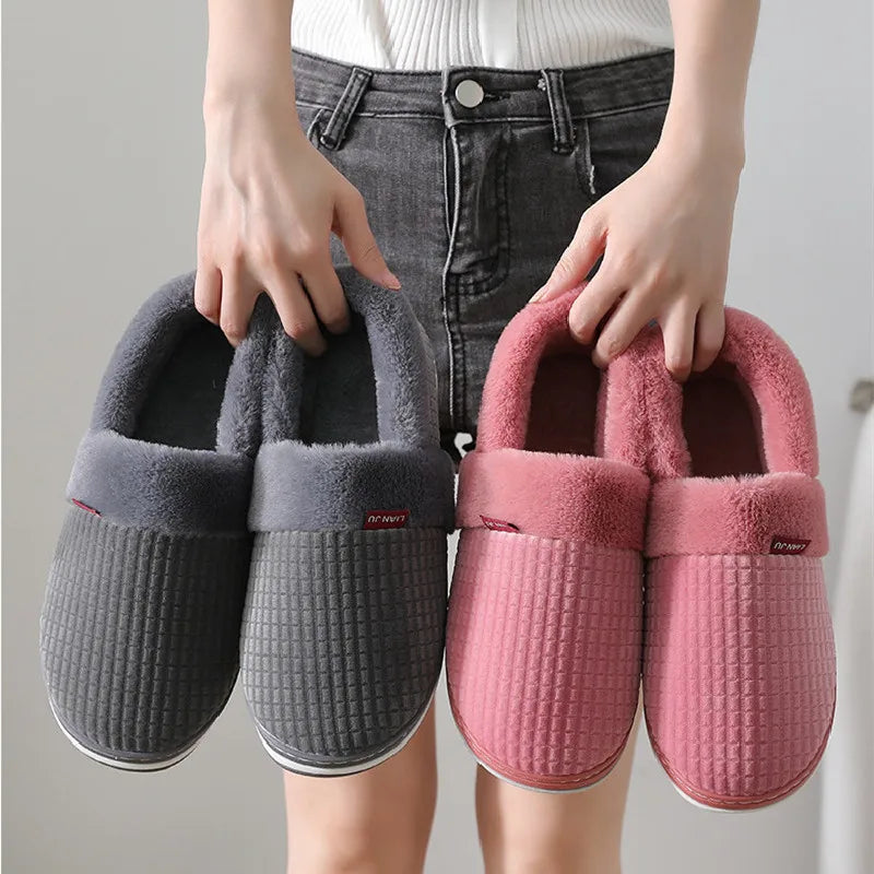 Home Slippers for Men Women Winter Furry Slides Female Indoor Plush Non Slip Bedroom Warm Male Flip Flops Couples Soft Shoes San Remo