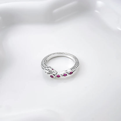 sterling Silver 925 Rings Shiny Lucky Red Zircon Original Fine Jewelry