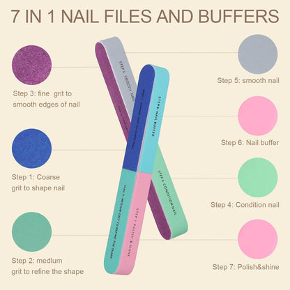 1/5Pcs Nail File Seven-Sided Polishing