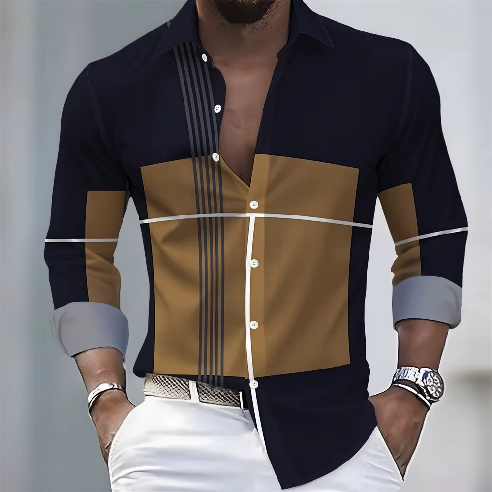 Men's Striped Long-Sleeved Shirt