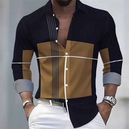 Men's Striped Long-Sleeved Shirt