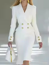 V-neck Double breasted Blazer Dress