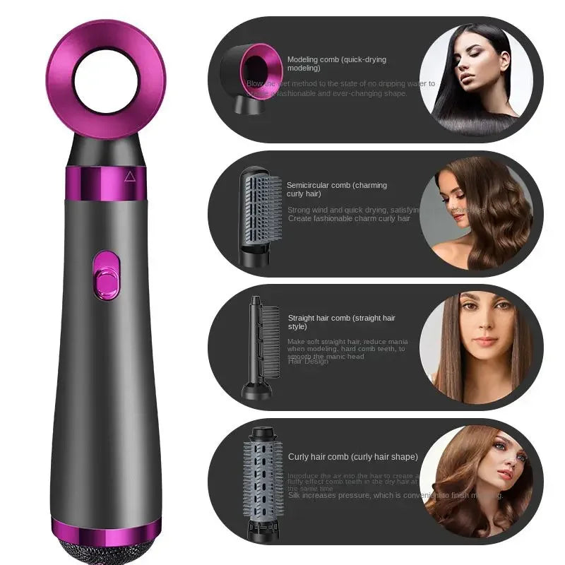 5 In 1 Hair Dryer Hot Air Comb Electric Curling Straight Hair Comb Negative Ion Hair Dryer One Step Brush 220V EU 110V US San Remo