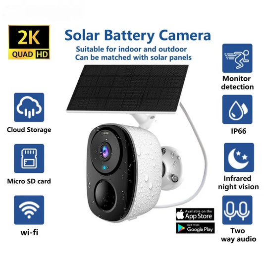 Home WiFi Video Security Camera Audio Surveillance Camera Rechargeable Battery with Solar Panel Outdoor Motion Detection San Remo